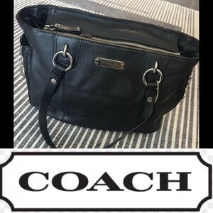 Coach Black Leather Tote Bag
